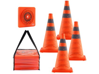 Zložiteľné dopravné kužele 4 ks 18 inch, reflexné pásy, široký základ