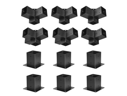 Montážne konzoly pergoly 4×4 inch, 92×92 mm, 3- a 4-cestné, 6 pätiek