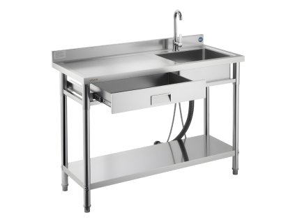 Nerezový pojazdný jednokomorový drez s batériou 1200×500×940 mm