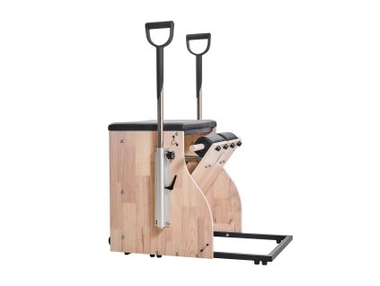 Pilatesová stolička s dvojpedálom a rukoväťami, rám z gumového dreva