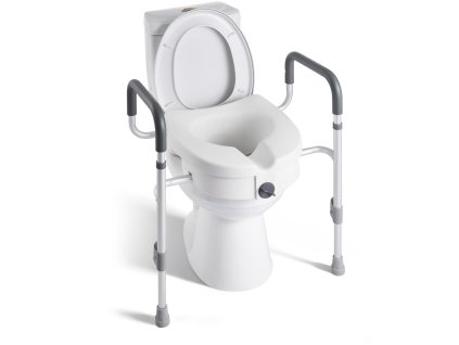 Zdvihnuté sedadlo wc s rukoväťami, nosnosť 159 kg, zdvih 127 mm