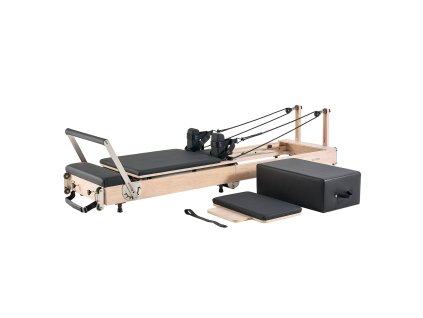 Skladací pilates reformer drevený s pružinou a lankom, do 400 lbs