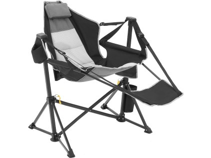 Skladacie kempingové hojdacie kreslo s opierkou nôh, nosnosť 300 lbs