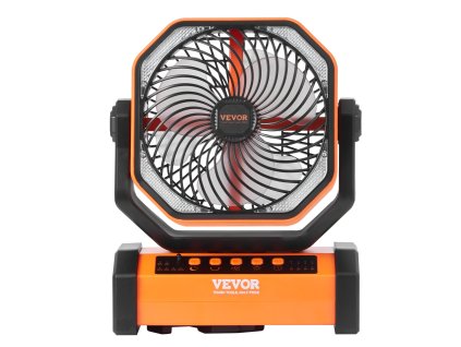 Prenosný nabíjací ventilátor 228.6mm led, 4 rýchlosti, 45°/90°