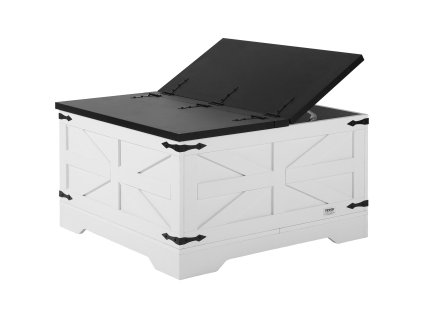 Okrúhly konferenčný stolík 31.5" s veľkým úložným priestorom sivobiely