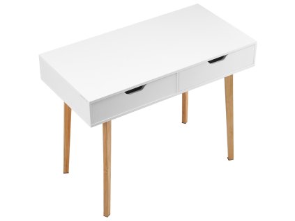 Písací stôl s zásuvkami pre deti, obdĺžnikový mdf, bielo-drevený