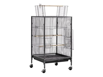 Klietka pre vtáky 460×460×770 mm kovová, otvorený vrch, podnos a misky