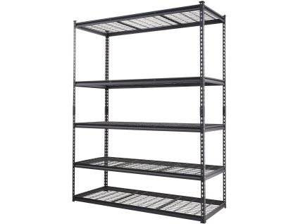Policový regál 5 políc nastaviteľný 2000 lbs čierny 60"×24"×78"