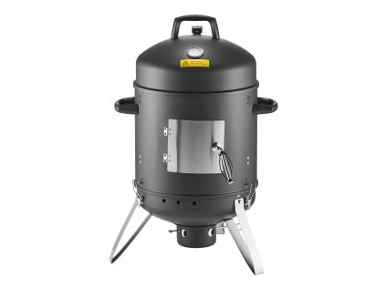 Vertikálna udiareň na uhlie 406 mm oceľ 2 rošty teplomer popolník