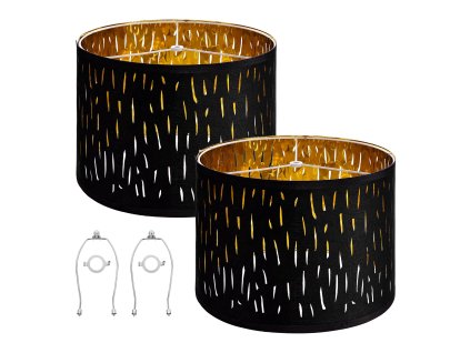 Sada 2 valcových tienidiel 13 in × 13 in × 10 in čierne so strmeňom