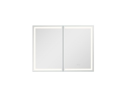 Zrkadlová kúpeľňová skrinka 60×80 cm, 3-farebné stmievateľné led, usb