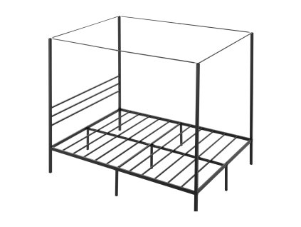 Kovová posteľ queen s baldachýnom 4 stĺpy latový rošt úložný priestor