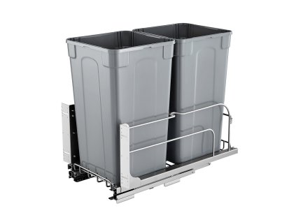 Výsuvný dvojitý odpadkový kôš 27 QT×2 do kuchynskej skrinky sivý