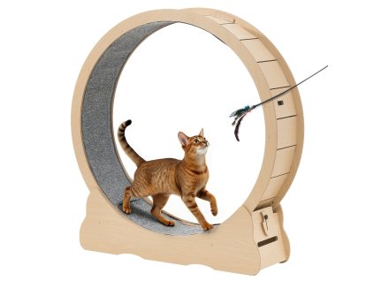 Bežecké koleso pre mačky 120cm drevené do 12.7kg s kobercom a zámkom
