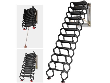 Sklopné povalové schodisko 12 stupňov 660LBS/299.4KG pre 9.5–10 ft