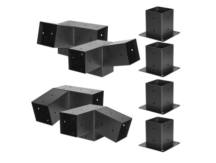 Súprava 8 3-cestných držiakov 4×4 in pre 92×92 mm oceľ so skrutkami