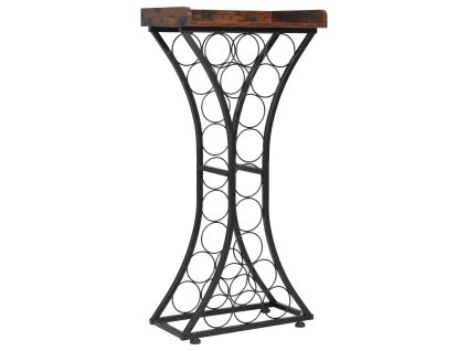 Stojan na víno 15 fliaš kovový s drevenou doskou 16.9''×11.4''×35.2''