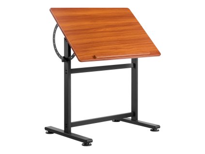 Kresliaci stôl nastaviteľný 0°–90° prenosný, čierny h rám, hnedá doska