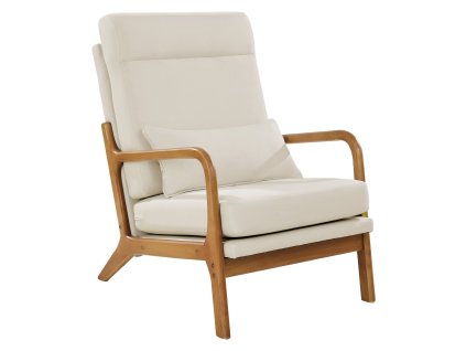 Kreslo s vysokým operadlom, masívny rám, ľan, 13,5 cm poduška