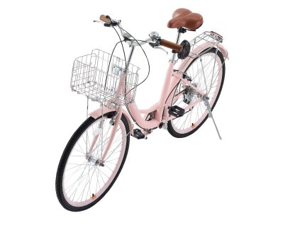 Cruiser bicykel 7 rýchlostí 26" ružový s veľkým košíkom a nosičom