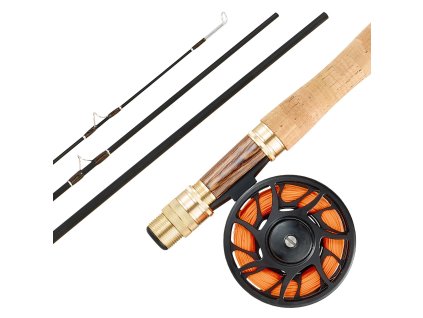 Muškárska sada IM7 karbón prút a navijak, 6 krátkych a 4 dlhé háčiky