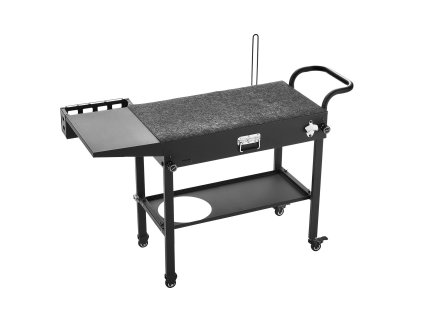 Skladací grilovací stôl 787×432mm, kolieska, háčiky a bočný stolík