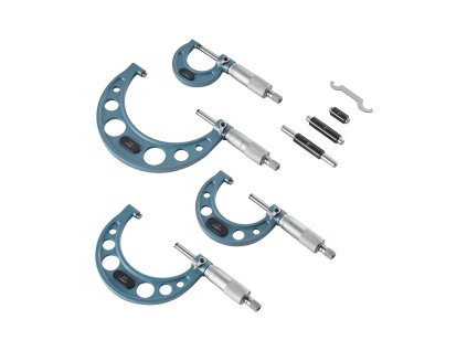 Sada 4 vonkajších mikrometrov 0–1/1–2/2–3/3–4 in na kov s púzdrom