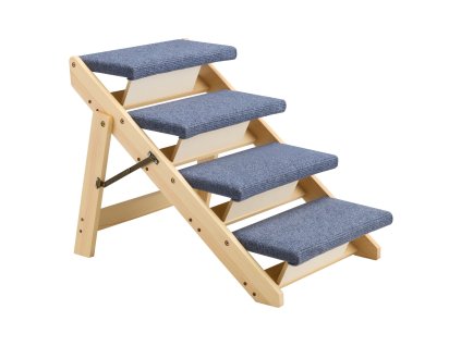 Drevené schody pre zvieratá, 4 stupne, nosnosť 68 kg, skladacie