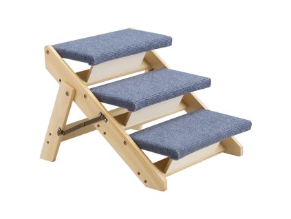 Schodíky pre psy a mačky, 3 stupne, nosnosť 68 kg, skladacie do plochy