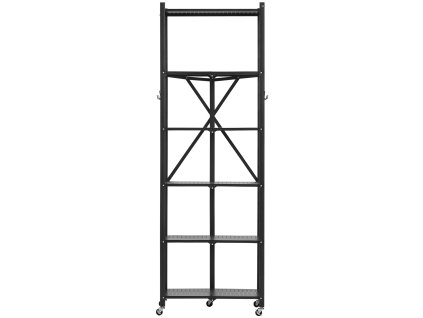 Skladací kovový regál 6 políc 24×12×72 inch, 5 koliesok, 4 háčiky
