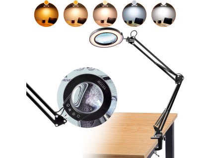 Lupa s led osvetlením 5× zväčšenie, šošovka 10.9 cm, 5 režimov