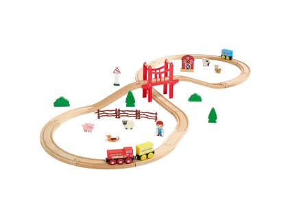 Drevená vláčiková sada 39 ks s magnetickými vláčikmi a doplnkami