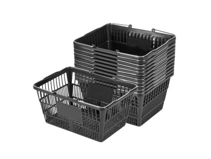 Nákupné košíky 12 ks 21L, stohovateľné pe plast, nosnosť 9.07kg