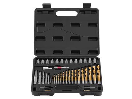 Súprava extraktorov skrutiek 41 ks, vrtáky, adaptéry, cr-mo, kufrík