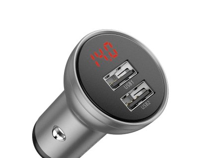113520 baseus digitalny displej dualna usb 4 8a nabijacka do auta 24w strieborna