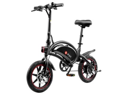 DYU D3F with Pedal Folding Moped Electric Bike 14 Inch Inflatable Rubber Tires 240W Motor 10Ah Battery Max Speed 25km/h Up To 45km Range Dual Disc Brakes Adjustable Height - Black