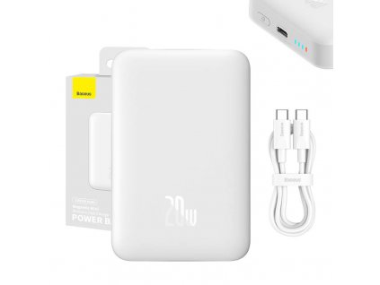 Magnetická powerbanka Baseus, 10000 mAh, 20 W (bílá)
