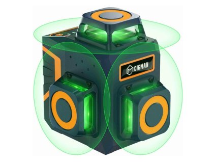 CIGMAN CM-701SE 3x360° 12 Lines Laser Level, Self Leveling, 3D Green Cross Line, with Remote Controller and Magnetic L-Shaped Bracket, Up to 50m Working Distance, IP54 Water & Dust Proof
