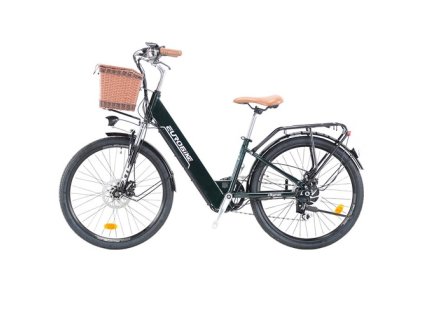 EUROBIKE Cityrun-26 Step-Thru Electric City Bike 26 Inch Tire 250W Motor 36V 10Ah Battery 25km/h Max Speed 30-50km Range SHIMANO 7-speed Gear Dual Disc Brake - Green