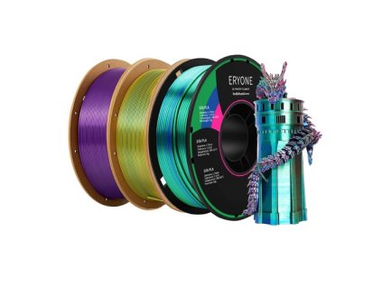 3kg ERYONE Triple-Color Silk PLA Filament (1kg Dark Green & Purple & Yellow +1kg Red & Purple & Green +1kg Red & Blue & Green)