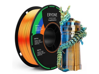 ERYONE Triple-Color Silk PLA Filament for 3D Printers, 1.75mm Accuracy +/- 0.03 mm, 1kg (2.2LBS)/Spool - Orange + Blue + Green
