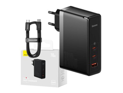 Nástěnná nabíječka Baseus GaN5 Pro 2xUSB-C+USB, 140W (černá)