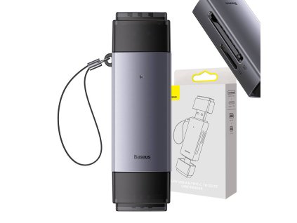 Čtečka paměťových karet Baseus Lite Series SD/TF, USB + USB-C (šedá)