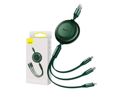 Baseus Bright Mirror 2, kabel USB 3 v 1 pro micro USB / USB-C / Lightning 3,5 A 1,1 m (zelený)