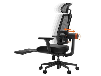 NEWTRAL MagicH-BP Ergonomic Chair with Footrest, Auto-Following Backrest, Adaptive Lower Back Support, Adjustable Armrest Headrest, 4 Positions to Lock - Black