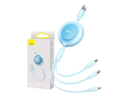 82536 baseus bright mirror 2 kabel usb 3 v 1 pre micro usb usb c lightning 3 5a 1 1 m nebesky modry