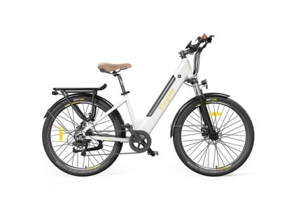 Eleglide T1 STEP-THRU Electric Trekking Bike Trekking E-Bike 27.5 Inch CST Tires 36V 12.5AH Battery 250W Brushless Motor Shimano 7 Gears Max Speed 25Km/h Max Range 100KM Max Load 120KG IPX4 Waterproof Dual Disk Brake - White