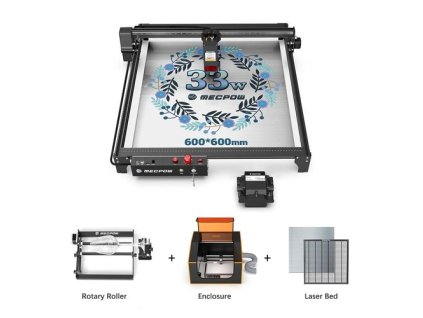 Mecpow X5 Pro 33W Laser + Rotary Roller + Fireproof Enclosure + Laser Bed