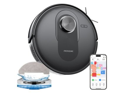 Proscenic Q8 Robot Vacuum and Mop Combo, 4200 Pa Suction, LiDAR Nav, 200min Runtime, Automatic Self-Charging, APP Control, 350ml Dustbin, 250ml Water Tank, for Indoor Floor, Pet Hair, Carpet