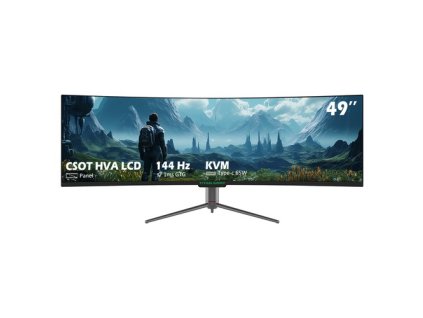TITAN ARMY C49SHC 49-inch Gaming Monitor,  3840*1080 CSOT HVA Panel, 32:9 Oversized Curved Screen, 144Hz High Refresh Rate, Smart PIP/PBP Split Screen, Adaptive-Sync, 1*HDMI 2.0 1*DP 1.4 1*Full-Feature USB-C 1*USB-B 2*USB-A, 65W Reverse Charging
